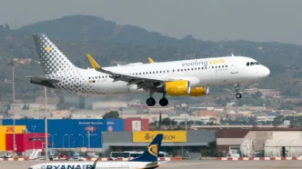 Vista aérea del Delta del Llobregat cerca del aeropuerto de Barcelona