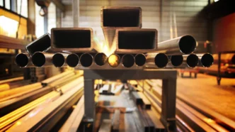 Trabajador en planta de producción de aluminio en Irán