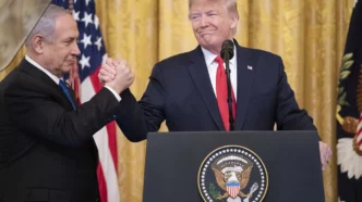 Donald Trump y Benjamín Netanyahu en reunión diplomática