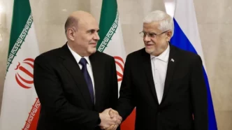 Reunión de Aref y Mishustin sobre cooperación Irán-Rusia